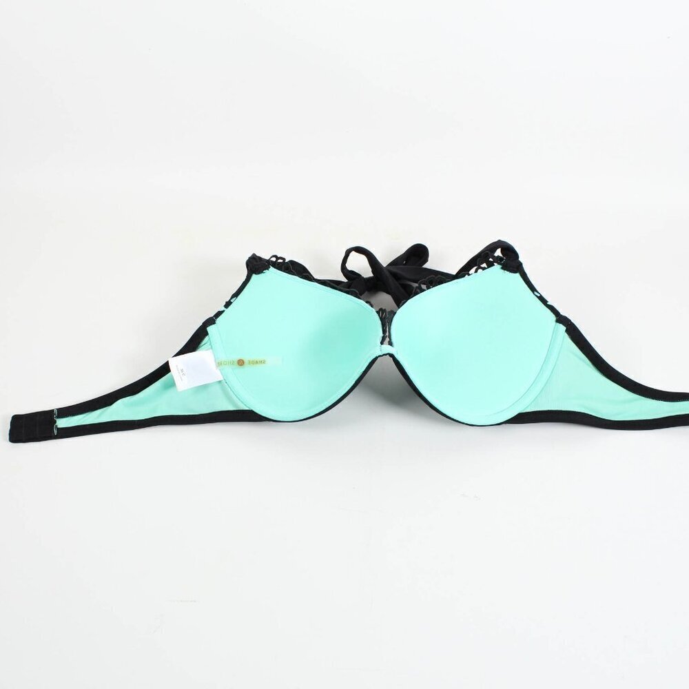 Shade & Shore Teal Blue Black Underwire Bikini Top Women’s Size 34C Swimwear - Picture 6 of 8
